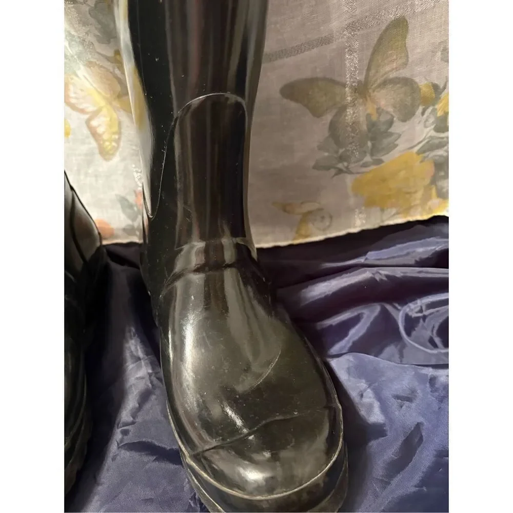 Hunter Original Tall‎ Rain Boots - Gloss Black 17” Tall Size Female 7/male 6